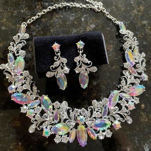 Crystal Collar Necklace and Earring Set - Pageant Jewelry
